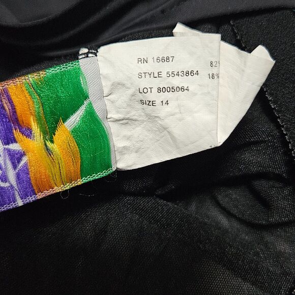 Paradise Bay Black Floral Print Pin Up Style One Piece Swim Bathing Suit Size 14 - Picture 5 of 5